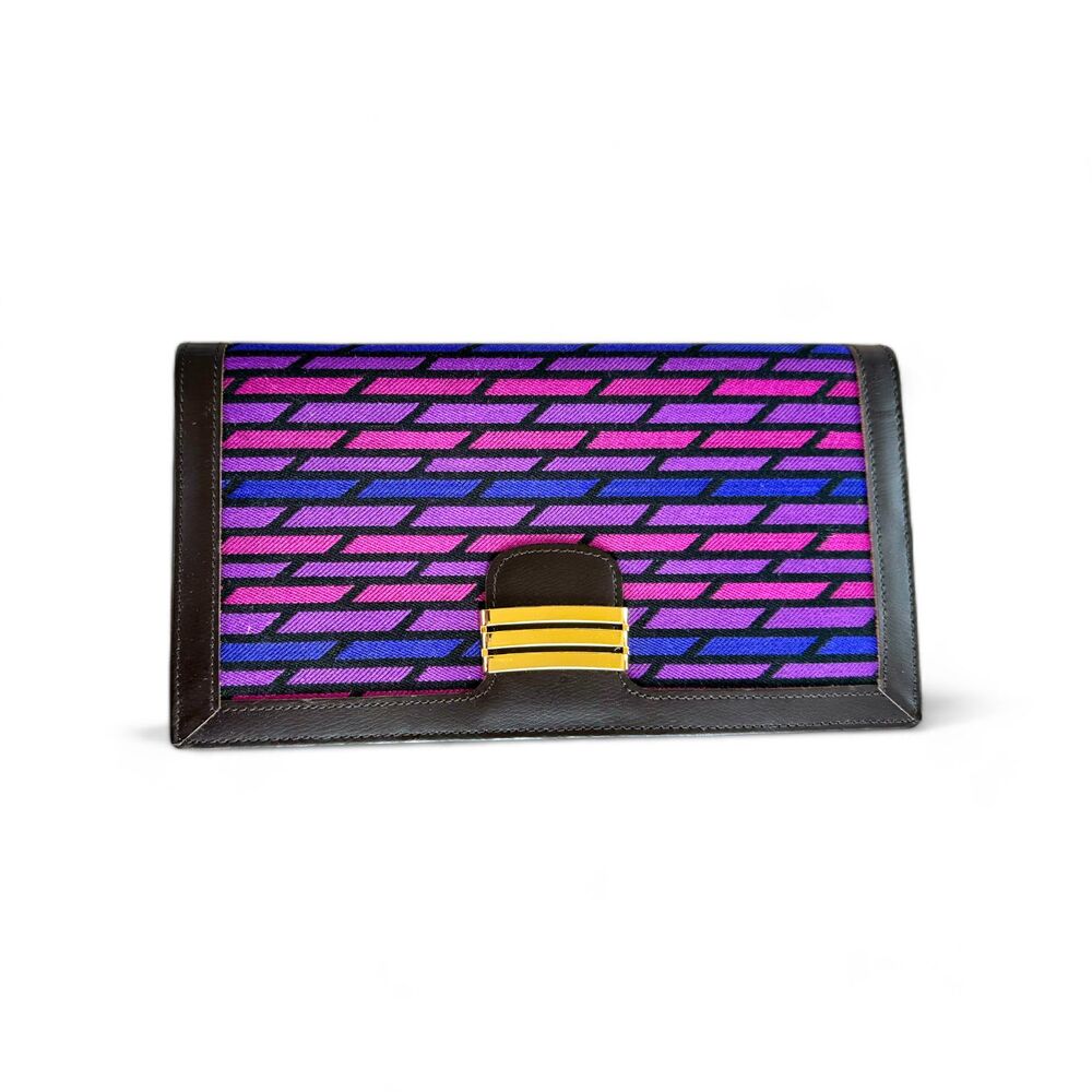 80s SHISEIDO Hanamizuki Club Special Edition Jacquard/Leather Clutch Wallet